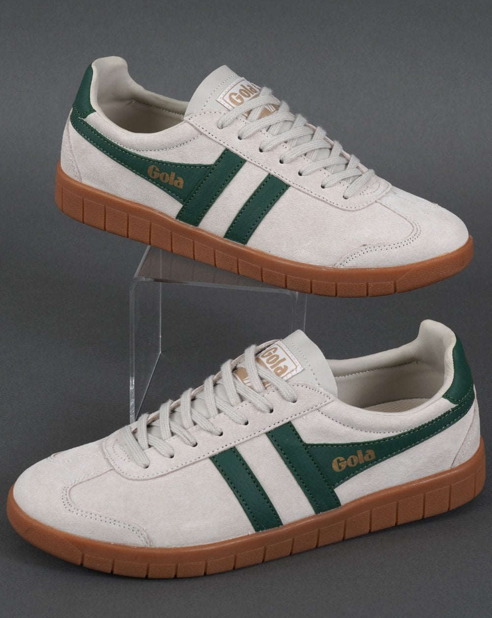 Gola Hurricane Wildleder-Sneaker Off-White/Grün/Gummi