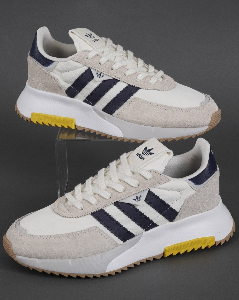 Adidas Retropy F2 Trainers Off White/Navy/Yellow