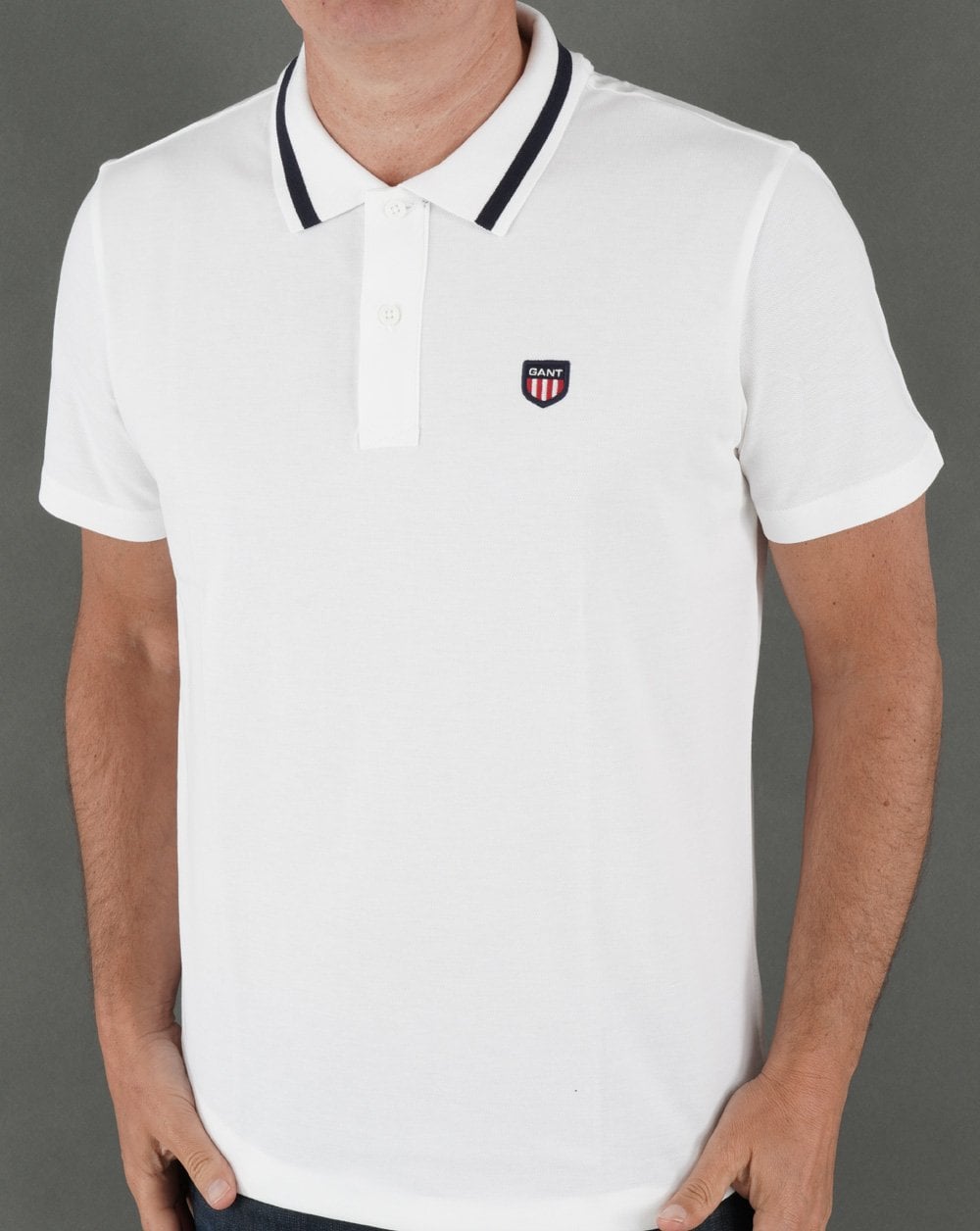 Gant Retro Shield Pique Short Sleeve Polo White