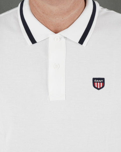 Gant Retro Shield Piqué Kurzarm-Poloshirt Weiß