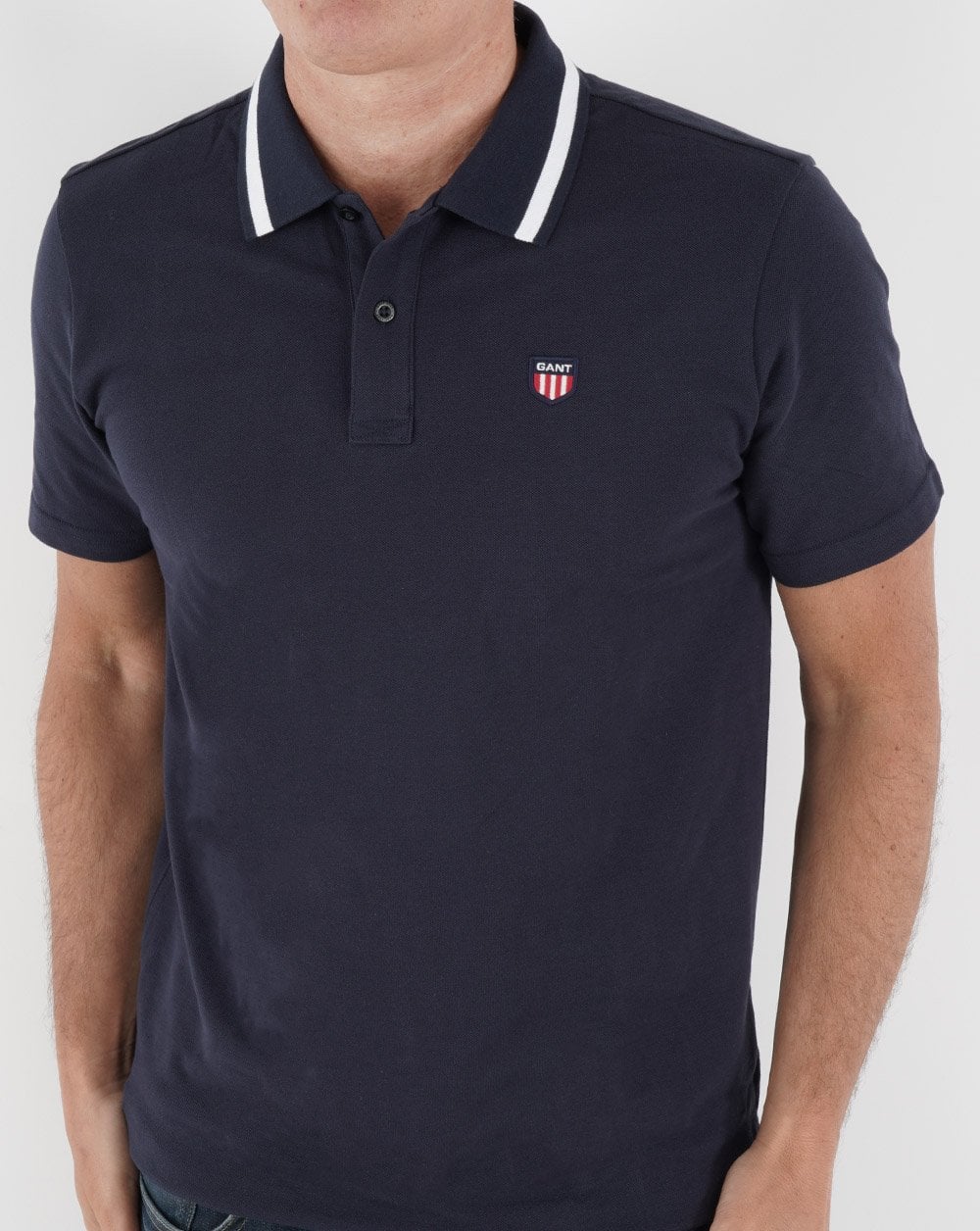 Gant Retro Shield Piqué Kurzarm-Poloshirt, Marineblau