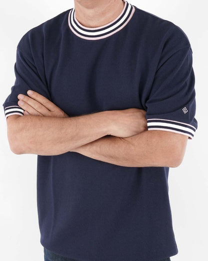 Gant T-Shirt mit Kontraststreifendetail, Marineblau