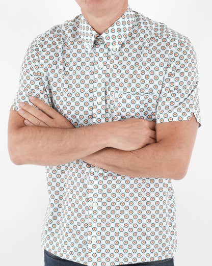 Ben Sherman – Target – Gepunktetes Kurzarmhemd in Orange