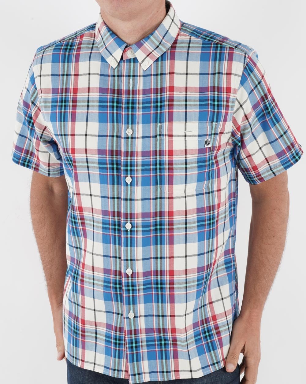 Pretty Green Madras-Karo-Kurzarmhemd in Stein