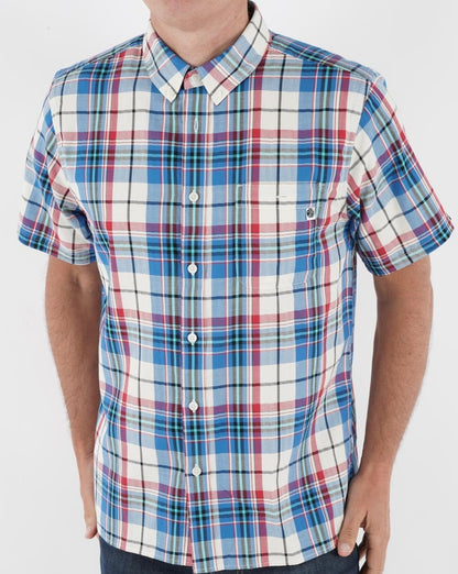 Pretty Green Madras-Karo-Kurzarmhemd in Stein