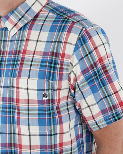 Pretty Green Madras-Karo-Kurzarmhemd in Stein