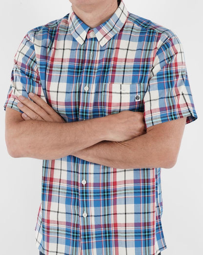 Pretty Green Madras-Karo-Kurzarmhemd in Stein