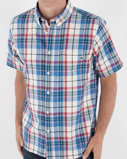 Pretty Green Madras-Karo-Kurzarmhemd in Stein