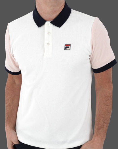 Fila Vintage Frottee-Poloshirt Off White/Pink