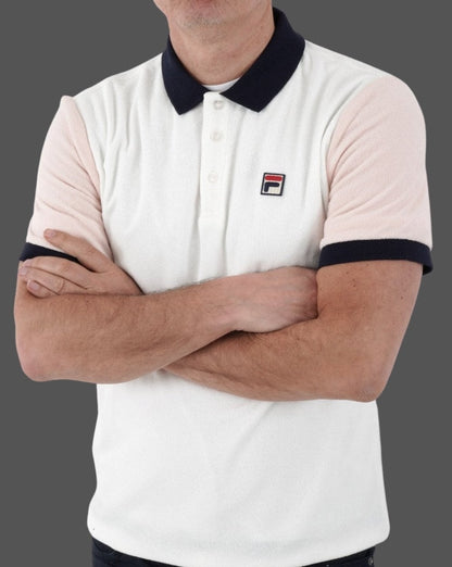Fila Vintage Frottee-Poloshirt Off White/Pink