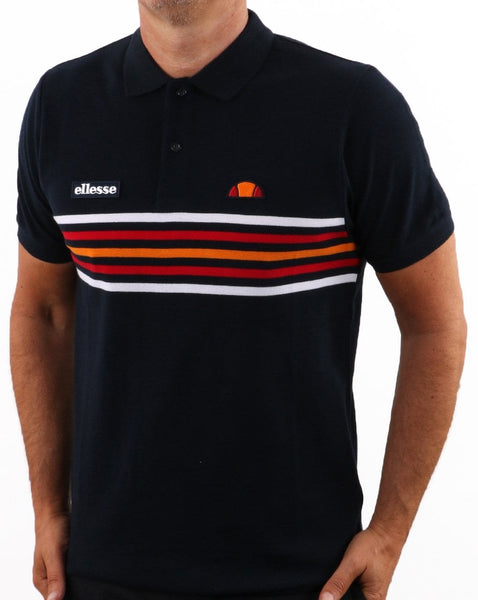 Ellesse Multi Stripe Polo Shirt Navy