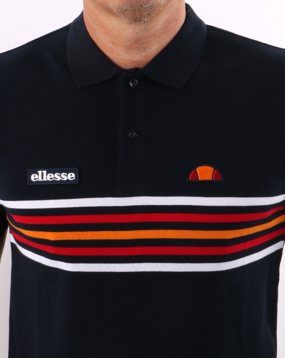 Ellesse Multi Stripe Polo Shirt Navy