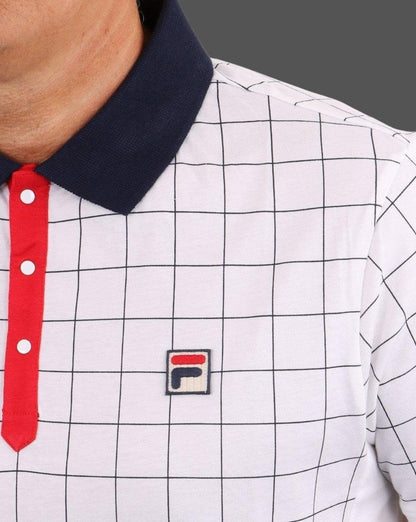 Fila Vintage Check Poloshirt Weiß/Marineblau/Rot
