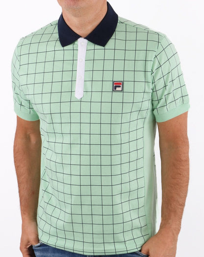 Fila Vintage Check Poloshirt Pastellgrün/Marineblau