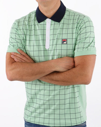 Fila Vintage Check Poloshirt Pastellgrün/Marineblau