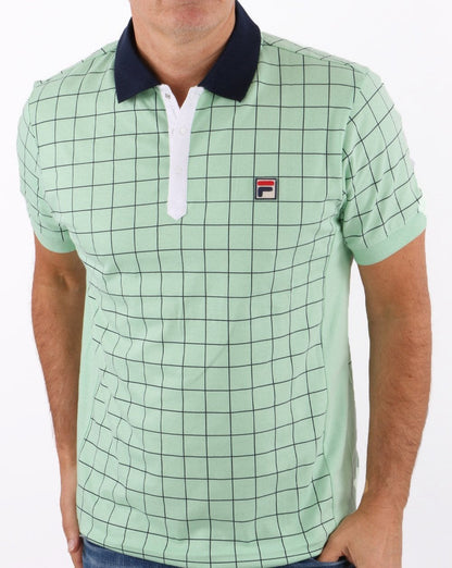 Fila Vintage Check Poloshirt Pastellgrün/Marineblau