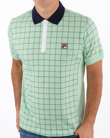 Fila Vintage Check Poloshirt Pastellgrün/Marineblau