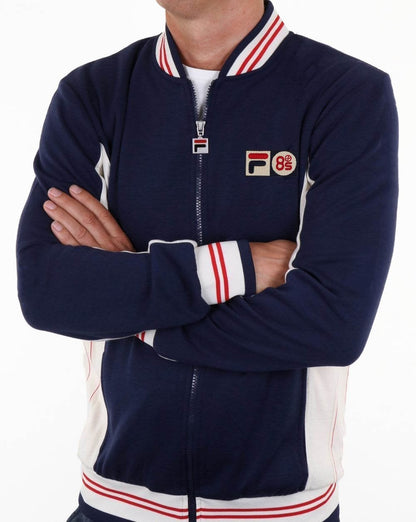 Fila Vintage Mk1 Settanta Twin Badge Trainingsjacke Marineblau/Gardenie/Rot