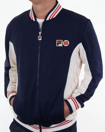 Fila Vintage Mk1 Settanta Twin Badge Trainingsjacke Marineblau/Gardenie/Rot