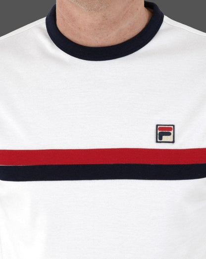 Fila Vintage Old Skool T-Shirt Weiß - Marineblau/Rot