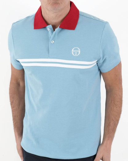Sergio Tacchini Supermac Poloshirt Himmelblau/Weiß/Rot