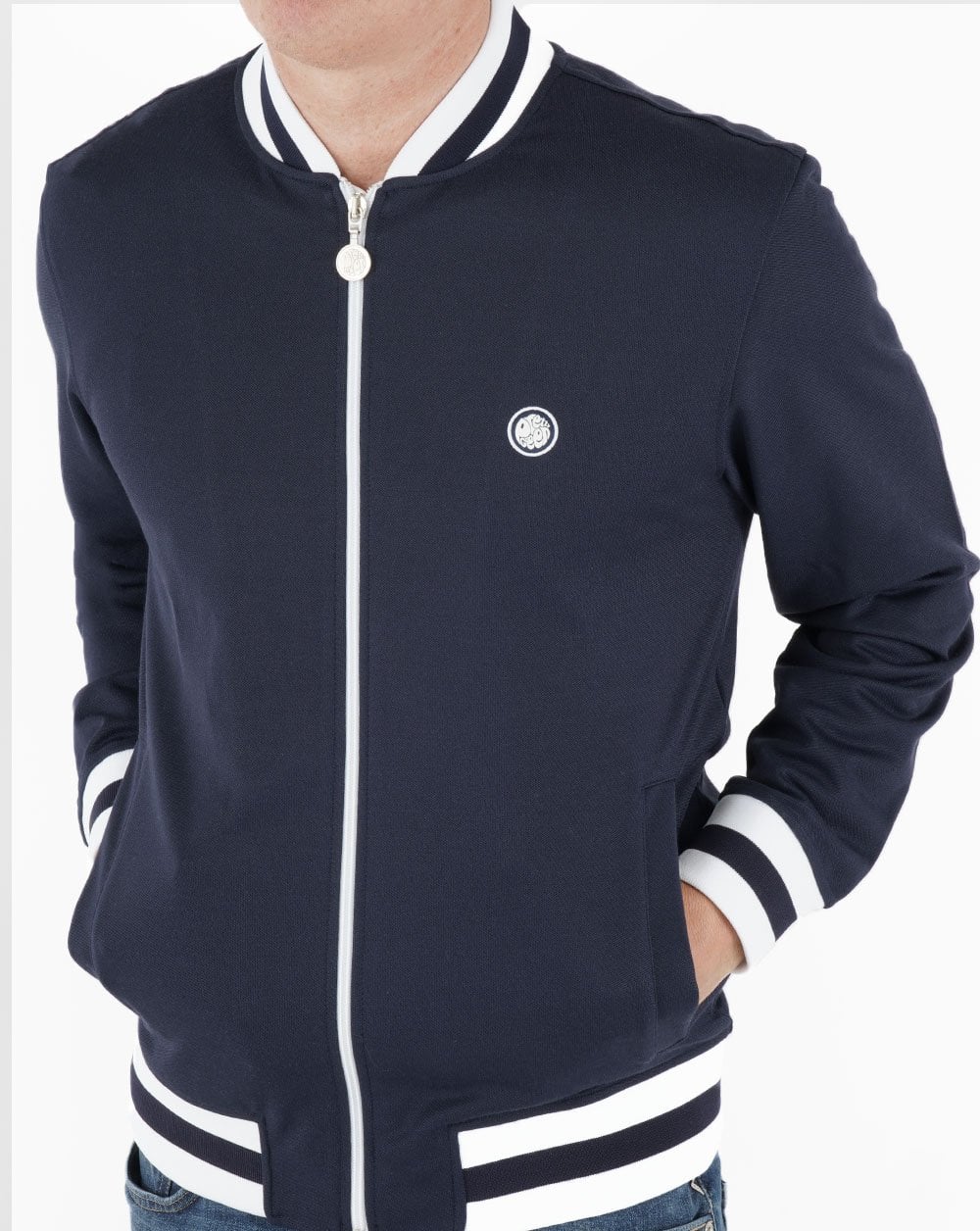 Pretty Green – Bomber-Trainingsjacke in Marineblau