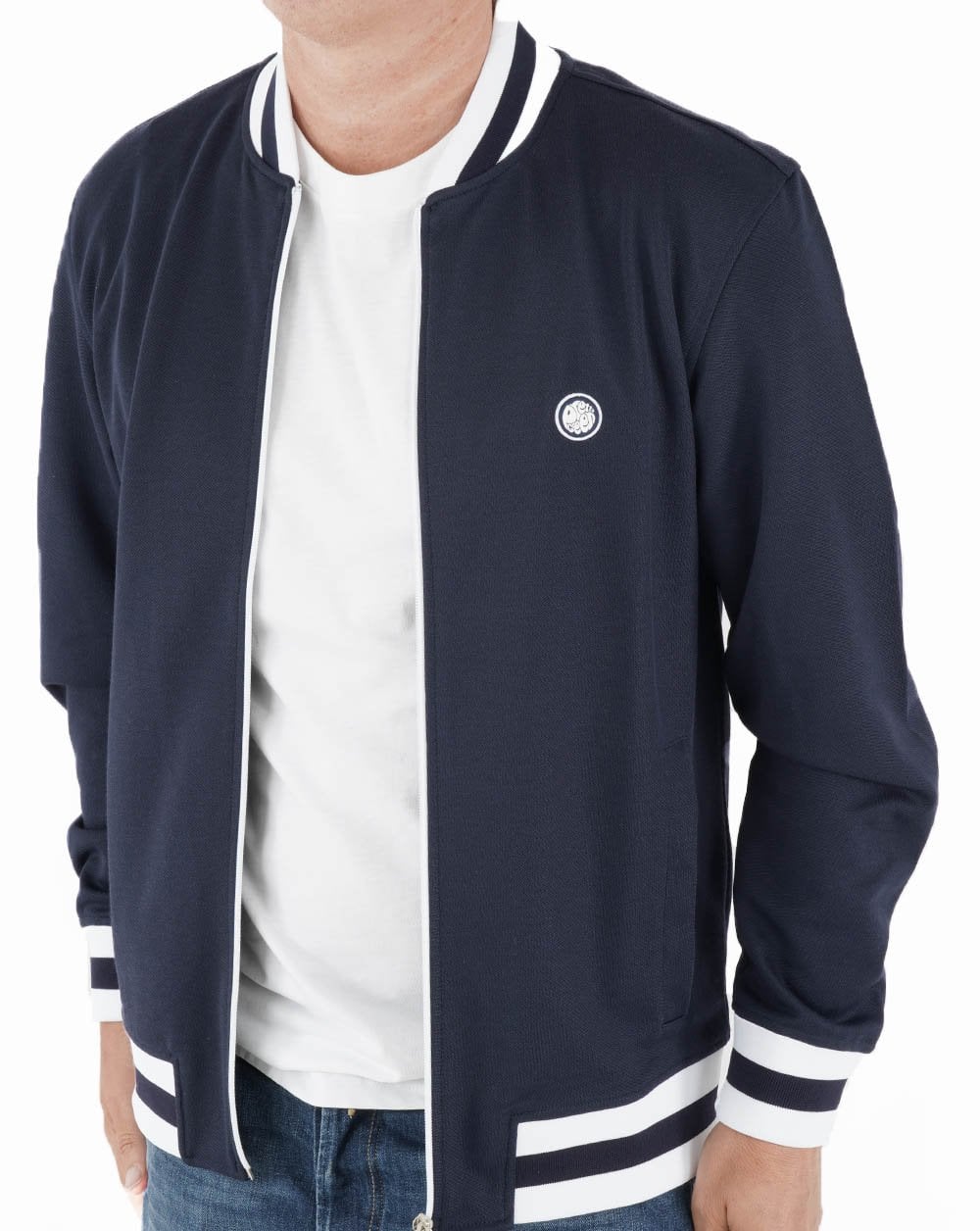 Pretty Green – Bomber-Trainingsjacke in Marineblau