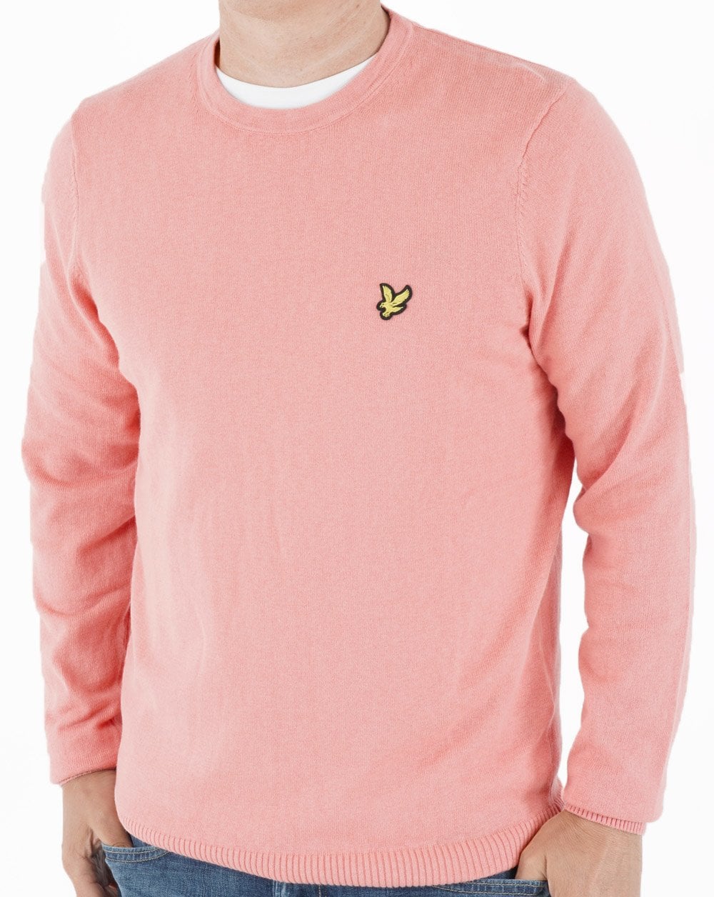 Lyle &amp; Scott – Rundhalspullover aus Baumwoll-Merinowolle in Rosa