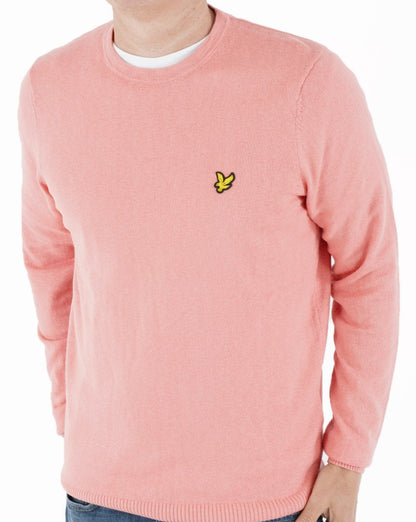 Lyle &amp; Scott – Rundhalspullover aus Baumwoll-Merinowolle in Rosa