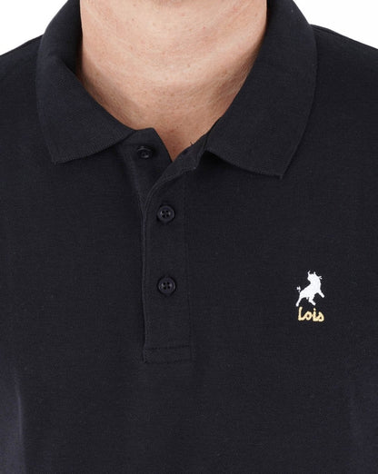Lois Seventies Kurzarm-Poloshirt, Marineblau