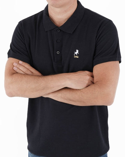 Lois Seventies Kurzarm-Poloshirt, Marineblau