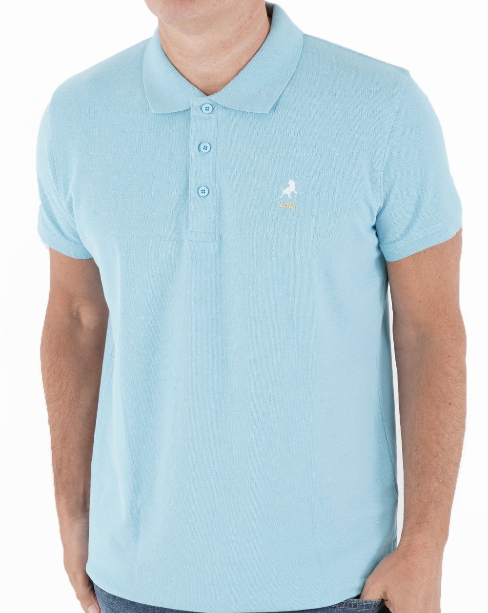 Lois Seventies Kurzarm-Poloshirt, Himmelblau
