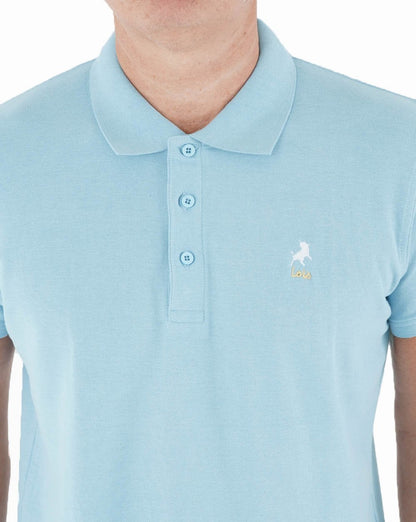 Lois Seventies Kurzarm-Poloshirt, Himmelblau