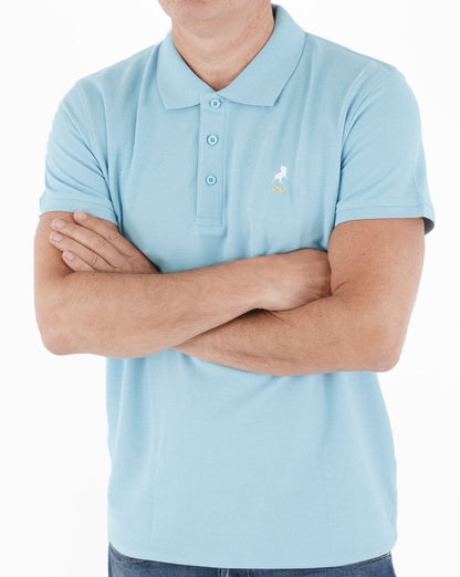 Lois Seventies Kurzarm-Poloshirt, Himmelblau