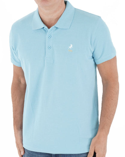 Lois Seventies Kurzarm-Poloshirt, Himmelblau