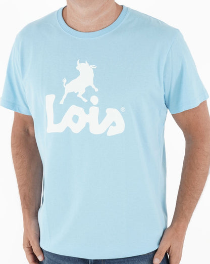 T-Shirt mit Lois-Logo, Himmelblau/Weiß