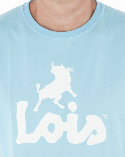T-Shirt mit Lois-Logo, Himmelblau/Weiß