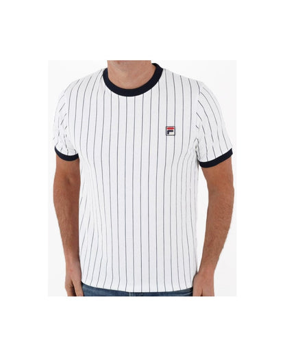Fila Vintage Nadelstreifen-T-Shirt Weiß/Marineblau