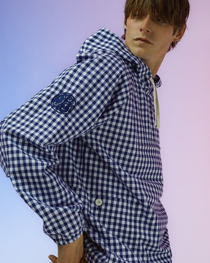 Pretty Green – Ohd – Kitteljacke in Marineblau mit Vichy-Karomuster