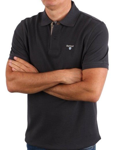 Barbour Tartan Piqué Poloshirt Schiefergrau