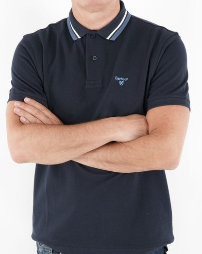 Barbour Poloshirt mit Streifen in Marineblau