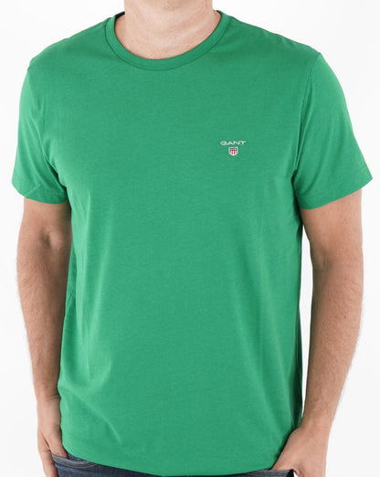 Gant Solides T-Shirt mit Rundhalsausschnitt Grün