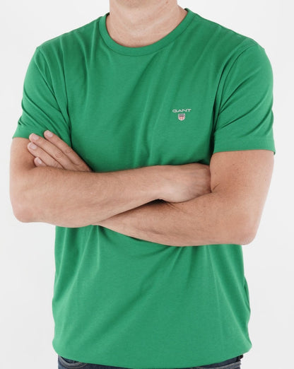 Gant Solides T-Shirt mit Rundhalsausschnitt Grün