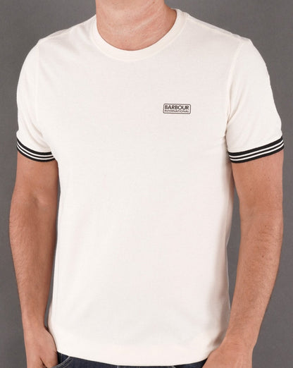 Barbour International – Torque – Weißes T-Shirt mit Streifen