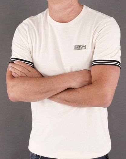 Barbour International – Torque – Weißes T-Shirt mit Streifen