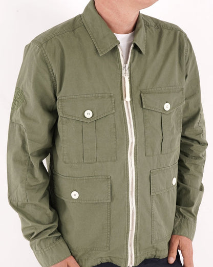 Pretty Green Creedence Überhemd Olivgrün
