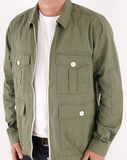Pretty Green Creedence Überhemd Olivgrün