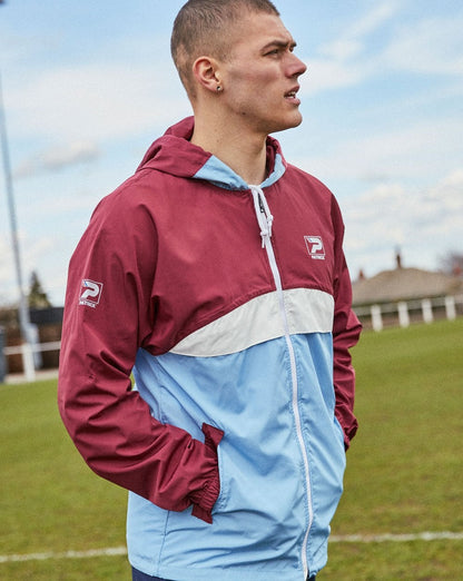 Patrick Klassische Regenjacke Bordeauxrot/Weiß/Himmelblau