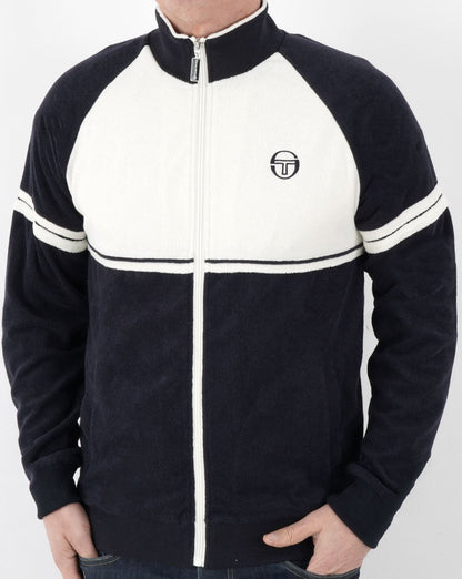 Sergio Tacchini Amancio Frottee-Trainingsoberteil Marineblau / Weiß