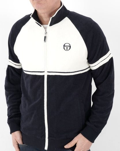 Sergio Tacchini Amancio Frottee-Trainingsoberteil Marineblau / Weiß
